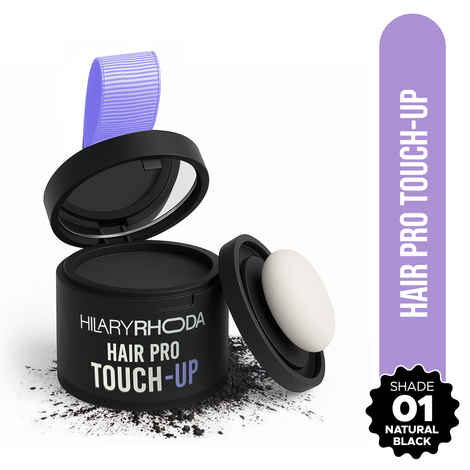 Buy Hilary Rhoda Hair Pro Touch Up Black color | Instant Grey Roots & Bald Spots Coverage | Fuller & Denser Look | Matte Finish & Sweat Proof | Long-Lasting & Fine Powder | Highly Pigmented & Flawless Application - 3 gm (Natural Black - Shade 01) - Purplle