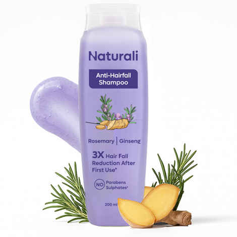 Buy Naturali Anti-Hairfall Shampoo with Rosemary Oil & Ginseng Extract | Reduces Hairfall  | Sulphate & Paraben free Shampoo | 200 ml - Purplle
