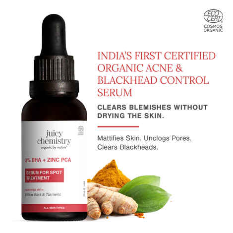 Buy Juicy Chemistry 2% BHA + Zinc PCA Serum, 30 ml | Oil Control & Acne-Fighting Face Serum | Smooth & Clear Skin | Gently Exfoliates | Minimises Pores | Reduces Redness & Inflammation | Dermatologically Tested - Purplle