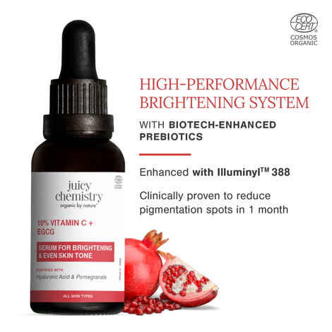 Buy Juicy Chemistry 10% Vitamin C + EGCG Serum, 30 ml | Brightening & Antioxidant Face Serum | Brightens Skin Tone | Reduces Hyperpigmentation | Healthy Skin Barrier | Smoothens Fine Lines & Wrinkles | Dermatologically Tested - Purplle