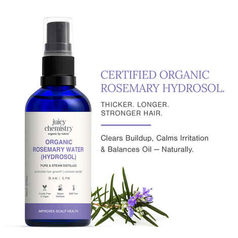 Buy Juicy Chemistry Organic Rosemary Water (Hydrosol), 100 ml | 100% Pure Steam Distilled Toner & Hair Mist | Boots Hair Growth | Reduces Dandruff & Controls Hairfall | Clarifies Skin | Dermatologically Tested - Purplle