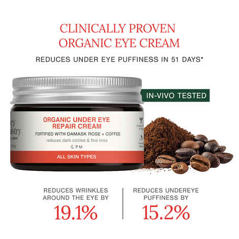 Buy Juicy Chemistry Organic Under Eye Repair Cream with Damask Rose & Coffee, 5 gm | Reduces Dark Circle & Fine Lines | Hydrating & Brightening Under Eye Cream | Soothes Puffy, Tired Eyes | Dermatologically Tested - Purplle
