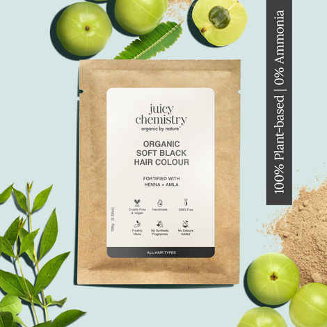 Buy Juicy Chemistry Organic Soft Black Hair Colour Fortified with Henna & Amla, 200 gm | Natural Grey Coverage | Hair Conditioning - Purplle