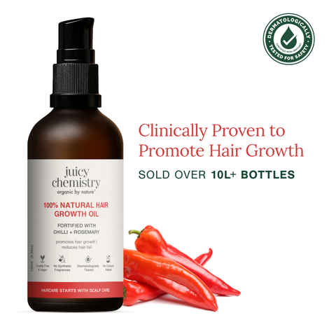 Buy Juicy Chemistry 100% Natural Chilli + Rosemary Hair Growth Oil, 100 ml | Promotes Hair Growth | Strengthens & Reduces Hair Fall | Revitalises Scalp & Hair | Improves Hair Texture | Restores Shine - Purplle