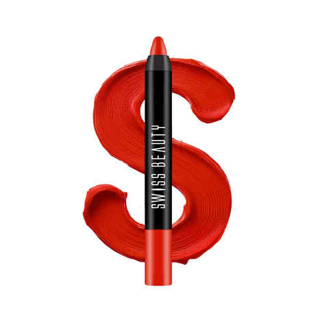 Buy Swiss Beauty Stay Maxx Lip Crayon | 12-Hour Stay | Waterproof | Smudge-Proof | Matte Finish | Hydrating Formula - Orange Red 3.5 gm - Purplle