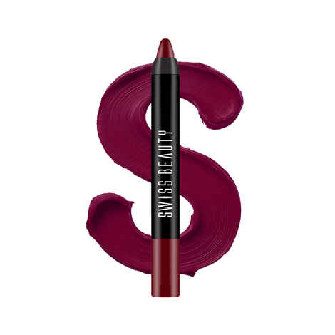 Buy Swiss Beauty Stay Maxx Lip Crayon | 12-Hour Stay | Waterproof | Smudge-Proof | Matte Finish | Hydrating Formula - Bloodshot Maroon 3.5 gm - Purplle