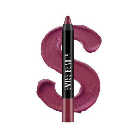 Buy Swiss Beauty Stay Maxx Lip Crayon | 12-Hour Stay | Waterproof | Smudge-Proof | Matte Finish | Hydrating Formula - Plum House 3.5 gm - Purplle