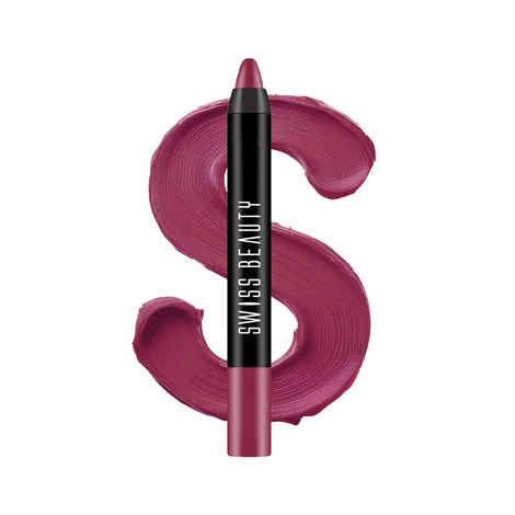 Buy Swiss Beauty Stay Maxx Lip Crayon | 12-Hour Stay | Waterproof | Smudge-Proof | Matte Finish | Hydrating Formula - Burgundy 3.5 gm - Purplle