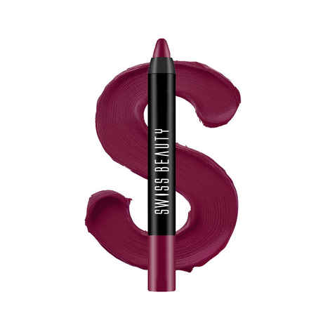 Buy Swiss Beauty Stay Maxx Lip Crayon | 12-Hour Stay | Waterproof | Smudge-Proof | Matte Finish | Hydrating Formula - Purple Villain 3.5 gm - Purplle