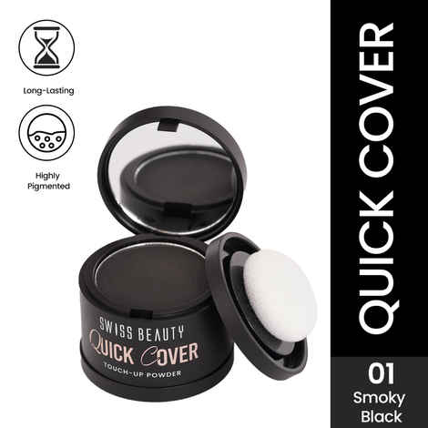 Buy Swiss Beauty Quick Cover Touch-Up Powder | Covers Grey Roots & Bald Spots Instantly | Ideal For Both Men & Women - 4 gm, Smoky Black - Purplle