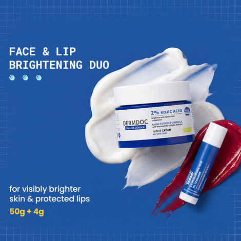 Buy DERMDOC Face & Lip Confidence Duo (Combo of 2) | 2% Kojic Acid Glow Fusion Formula Night Cream (50 gm) | Tinted Lip Balm SPF 50 with High Tint Coverage (4 gm) - Purplle