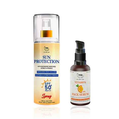 Buy TNW - The Natural Wash Vitamin C Skin Clearing Face Serum 30 ml & Sunscreen Spray SPF 50, 100 ml| Combo of 2 - Purplle