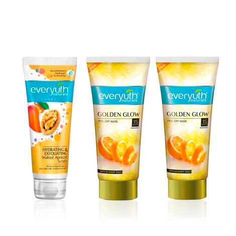 Buy Everyuth Naturals Walnut Apricot Scrub + Golden Glow Peel-Off Mask Combo | Hydrating, Exfoliating & Brightening Care | Removes Dead Skin & Impurities for Smooth, Radiant Glow | Skincare Duo (Scrub 100 gm + Mask 200 gm) - Combo of 2 - Purplle