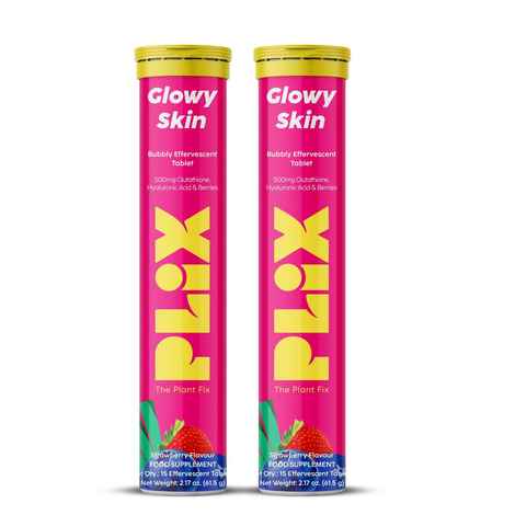 Buy PLIX Glutathione Strawberry Effervescent 30 Tablets With 500mg L-Glutathione For Clear Glowy Skin & Pigmentation (Pack Of 2) - Purplle