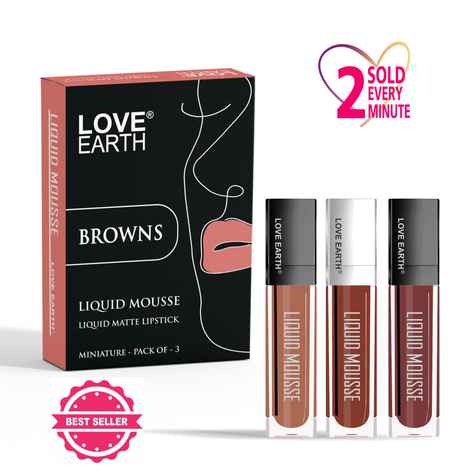 Buy Love Earth Liquid Mousse Lipstick Browns- Pack Of 3, 6 ml - Purplle