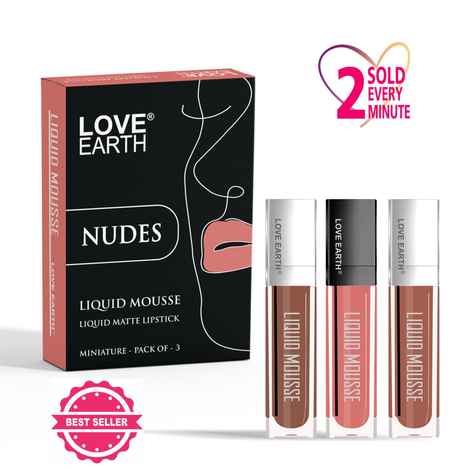 Buy Love Earth Liquid Mousse Lipstick Nudes- Pack Of 3, 6 ml - Purplle