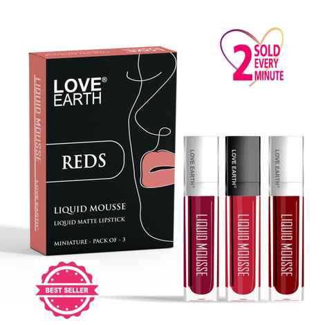 Buy Love Earth Liquid Mousse Lipstick Reds- Pack Of 3, 6 ml - Purplle