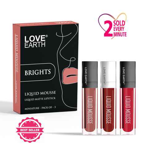 Buy Love Earth Liquid Mousse Lipstick Brights- Pack Of 3, 6 ml - Purplle
