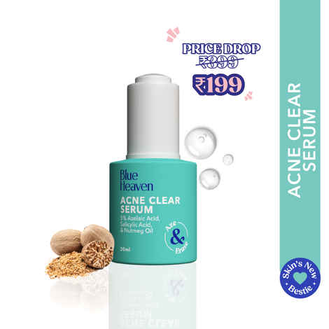 Buy Blue Heaven Acne Clear Face Serum for Women with 5% Azelaic Acid +1% Salicylic Acid + 0.5% Nutmeg oil | Removes Black and White Heads | Acne Treatment & Pore Minimizing Face Serum for acne and dark spots 20 ml - Purplle