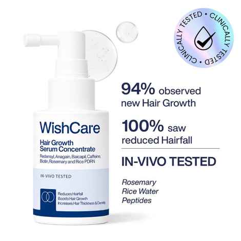 Buy WishCare Hair Growth Serum Concentrate|In-Vivo Tested|3%Resdensyl 4%Anagain 2%Baicapil Rosemary & Rice Water|Easy to Use|Lightweight & Non-sticky|Boosts Hairgrowth|Visible Hair Growth in 3 months|30 ml - Purplle