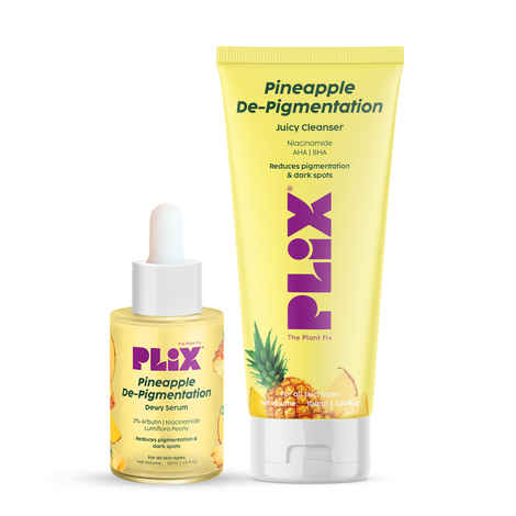 Buy PLIX 5% Pineapple Foaming Face Wash And Serum Combo for Pigmentation & Dark Spots, Dullness, Reveal l Brighter, Even Toned Complexion l All Skin Types - 130 ml - Combo of 2 - Purplle