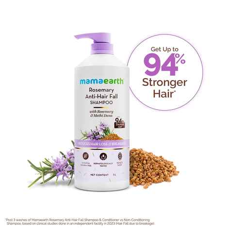 Buy Mamaearth Rosemary Anti-Hair Fall Shampoo with Rosemary & Methi Dana for Reducing Hair Loss & Breakage - | Up to 94% Stronger Hair | Up to 96% Less Hair Fall | Sulphate Free Shampoo | For Men and Women 1000 ml - Purplle