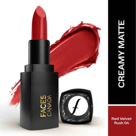 Buy FACES CANADA Comfy Matte Wow Bullet Lipstick - Red Velvet Rush, 4.2 gm | Smooth Matte Finish | Highly Pigmented | Long Lasting | Super Hydrating | Glides Effortlessly | One Swipe Application | Non Drying | No Cracking - Purplle