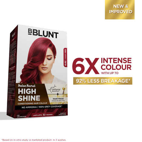 Buy BBLUNT Salon Secret High Shine Conditioning Hair Colour With MaliPeptide BondTech™ to reduce breakage | Cherry Red - 6.62 | No Ammonia, 100% Grey Coverage | Permanent Colour | Salon at home | 130 gm - Purplle