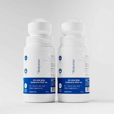 Buy Be Bodywise 4% Aha Bha Underarm Roll On | Controls Odour & Reduces Pigmentation | 0% Alcohol & 0% Aluminium | Fragrance Free (50 ml X 2) - Purplle