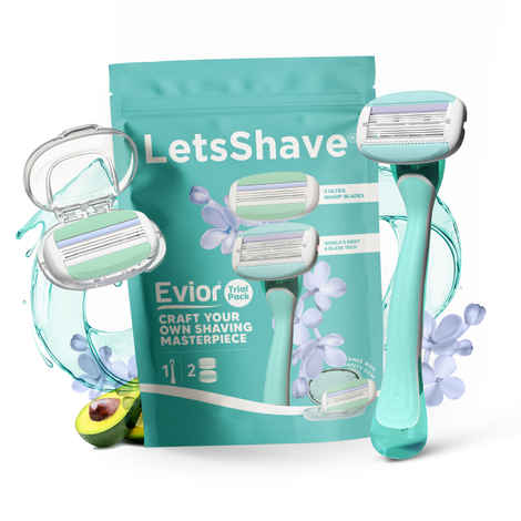 Buy LetsShave Evior Trial Kit for Women with Mid Flex | World's First 6 and 3 Blade System Razor - Purplle