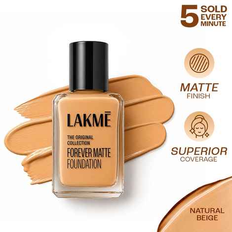 Buy Lakme FOREVER MATTE FOUNDATION for Superior Coverage, with Vitamin E, sunscreen, lightweight & water resistant |Natural Beige, 27 ml - Purplle