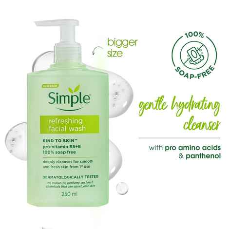 Buy Simple Refreshing Facial Wash | 100% Soap-Free | Perfect for Sensitive Skin | For Daily Use | 250 ml - Purplle