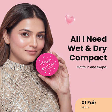 Buy Nybae All I Need Wet & Dry Compact Powder- Fair 01 |Lightweight & Blendable | Matte Finish | Wet & Dry Compact Use | Long-Lasting Oil Control & Coverage | Perfect for Daily Wear |  9 gm - Purplle