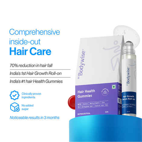 Buy Be Bodywise Intensive Hair Growth Pack, 30 Day Pack, Biotin Hair Gummies (30 Gummies) & Rosemary Hair Growth Serum (Roll-On) 25 ml, For Hair Fall & Hair Thinning Combo of 2 - Purplle