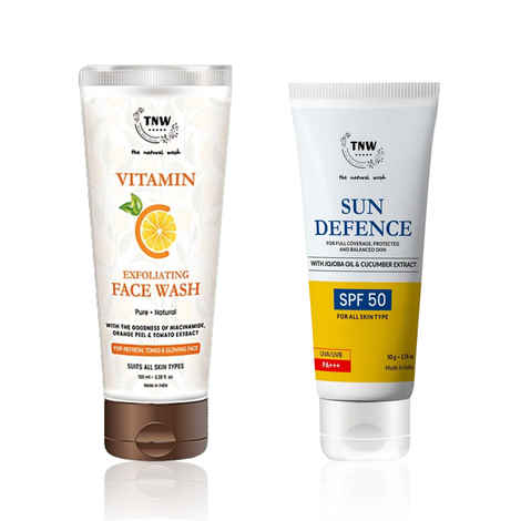 Buy TNW The Natural Wash Vitamin C Skin Clearing Face Serum & Sunscreen Spray SPF 50 | Combo of 2 - Purplle