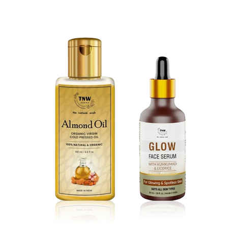 Buy TNW The Natural Wash Almond Oil 100 ml & Glow Face Serum 30 ml | Combo of 2 - Purplle