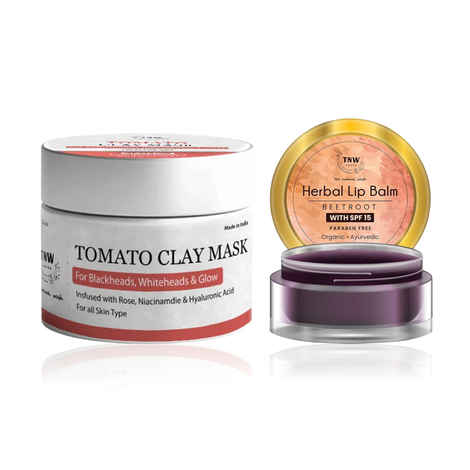 Buy TNW The Natural Wash Tomato Clay Mask 50 gm + Beetroot Lip Balm 5 gm | Combo of 2 - Purplle
