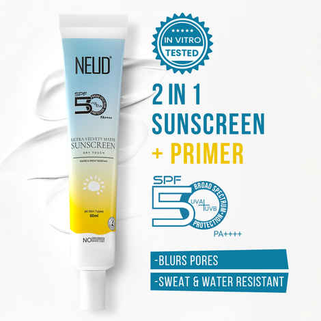 Buy Neud Ultra Velvety Matte Priming Sunscreen Spf 50++++ – Dry Touch, Sweat-Resistant, No White Cast (50 gm) - Purplle