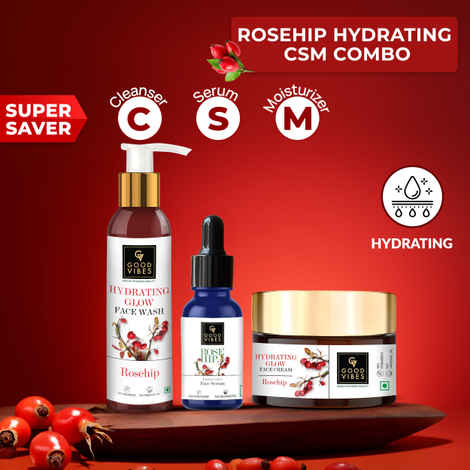 Buy Good Vibes Radiant Glow Vitamin C CSM Combo (Set of 3) (Facewash 120ml + Serum 10ml + Moisturizer 50g) - Purplle