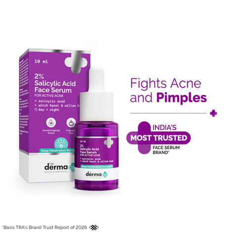 The Derma Co. 2% Salicylic Acid Face Serum with Witch Hazel & Willow Bark For Active Acne - 10 ml
