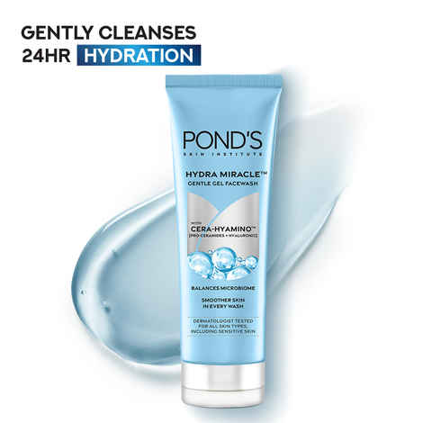 Buy Ponds Hydra Miracle Hyaluronic Acid Hydrating Gel facewash | Clenases and Hydrates |100 gm - Purplle