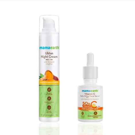 Buy Mamaearth Vitamin C Glow & Repair Duo: Night Cream with Vitamin C & Gotu Kola (50 gm) + Daily Glow Face Serum with Vitamin C & Turmeric (8 ml) - Combo of 2 - Purplle