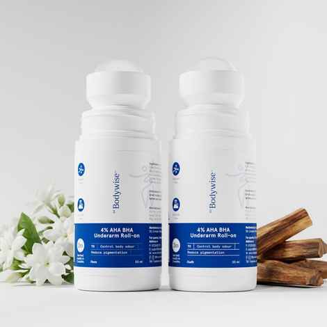 Buy Be Bodywise 4% Aha Bha Underarm Roll On | Controls Odour & Reduces Pigmentation | 0% Alcohol & 0% Aluminium | Flora & Oudh Fragrance (50 ml X 2) - Purplle