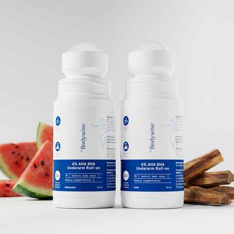 Buy Be Bodywise 4% Aha Bha Underarm Roll On | Controls Odour & Reduces Pigmentation | 0% Alcohol & 0% Aluminium | Oudh & Watermelon Fragrance (50 ml X 2) - Purplle
