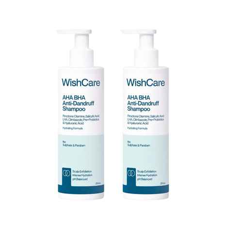 Buy WishCare Hydrating AHA BHA Anti Dandruff Shampoo Duo|Piroctone Olamine Salicylic Acid LHA Probiotics Pack of 2 - Purplle
