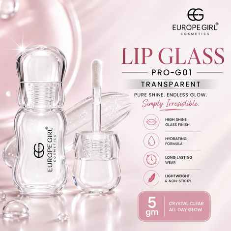 Buy Europegirl Cosmetics Lip Glass Pro-G01 Transparent 5 gm - Purplle