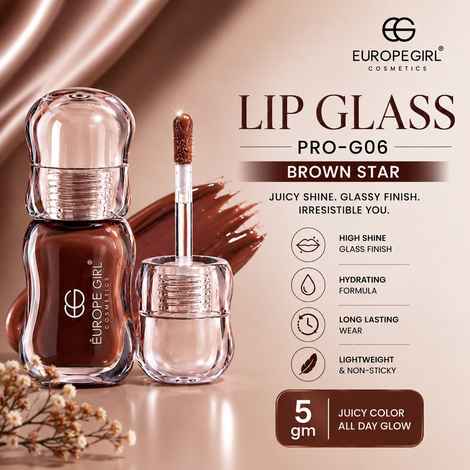 Buy Europegirl Cosmetics Lip Glass Pro-G06 Brown Star 5 gm - Purplle