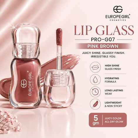 Buy Europegirl Cosmetics Lip Glass Pro-G07 Pink Brown 5 gm - Purplle