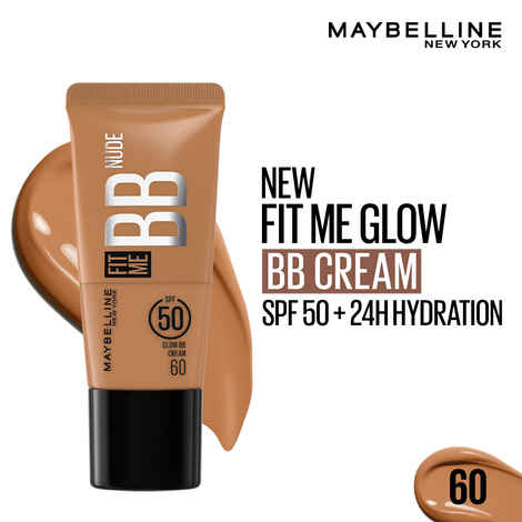Buy Maybelline New York Fit Me Glow BB Cream, SPF 50 + 24H Hydration With Niacinamide & Hyaluronic Acid, Dewy Finish for Normal to Dry Skin - Shade 60, 25 ml - Purplle