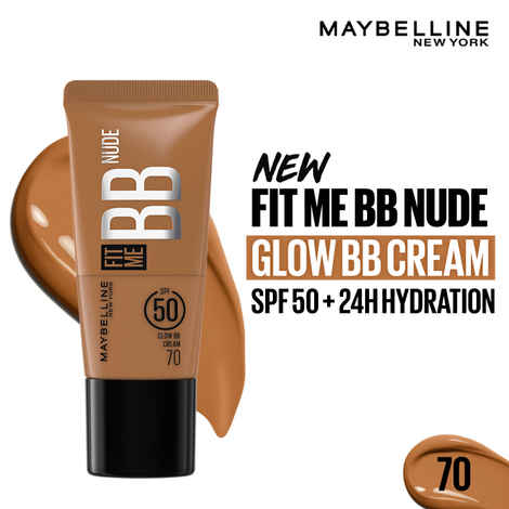 Buy Maybelline New York Fit Me BB Nude Glow BB Cream, SPF 50 + 24H Hydration With Niacinamide & Hyaluronic Acid, Dewy Finish for Normal to Dry Skin - 70, 25 ml - Purplle